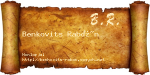 Benkovits Rabán névjegykártya